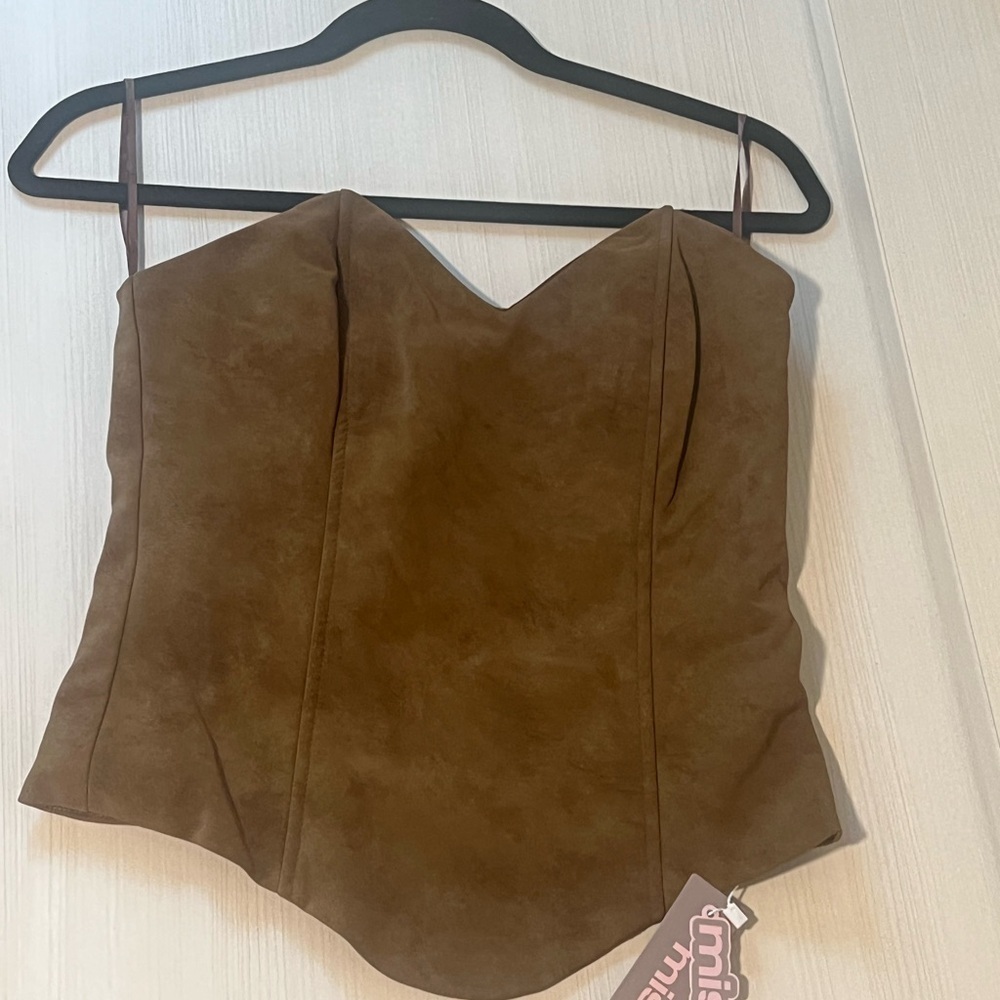Missguided Brown Suede Women's Top XS NWT - Picture 4 of 9